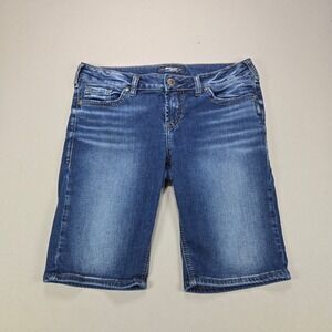 Silver Jeans Elyse Bermuda Stretch Mid Wash Denim Shorts Womens 27